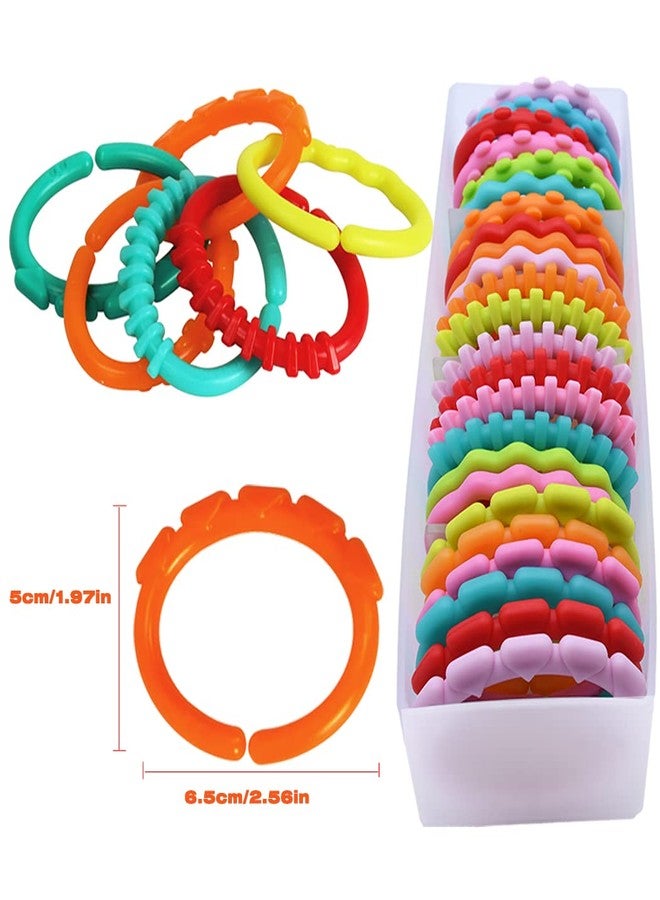 COLVWOFA 24 Pack Baby Rings Link Toys for Hanging Toy, Connecting Rings Toys for Infant Boy Girl, Early Learning Toys Car Seat and Stroller Travel Accessory Set with Storage Box - Image 3